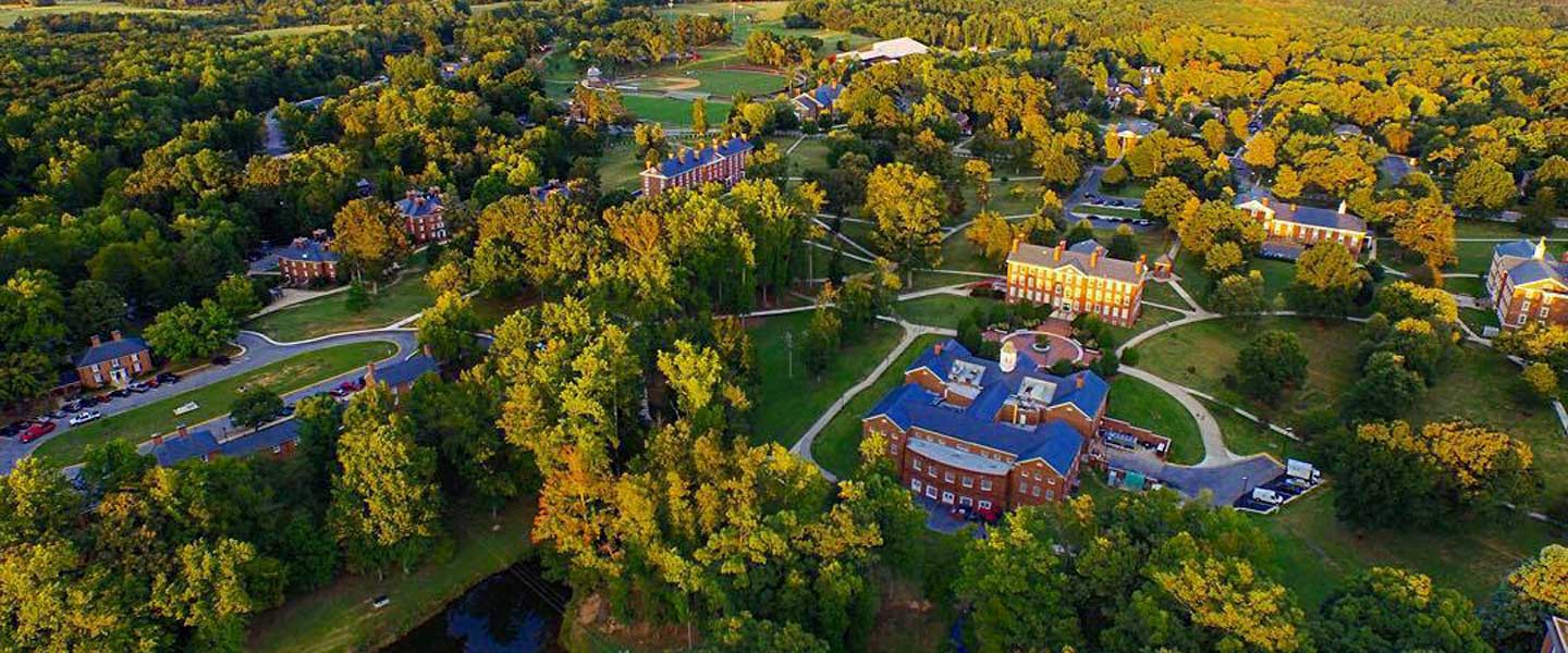 an aerial photo of Hampden-Sydney College