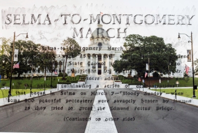 artistic representation of the march from Selma to the Montgomery Capitol