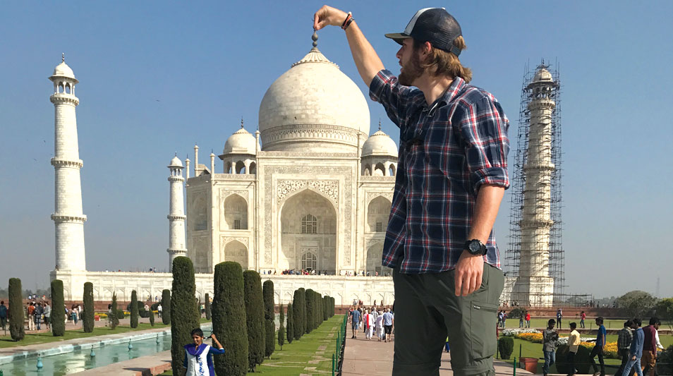 a student at the Taj Mahal