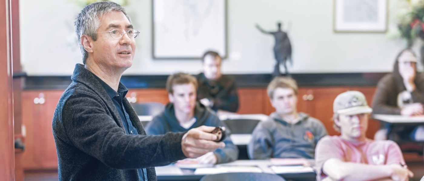 a professor calling on a student on a classroom