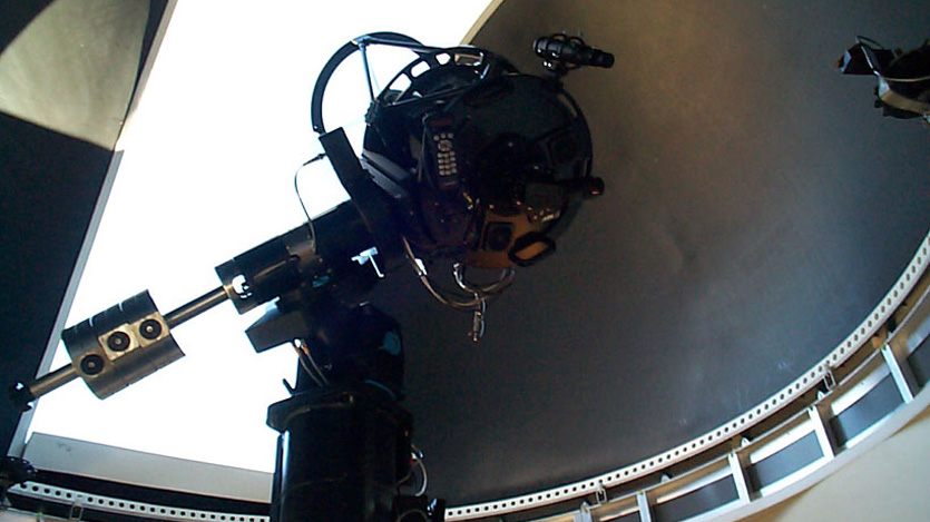 The 17" Planewave telescope on its pillar mount is located inside the observatory dome.