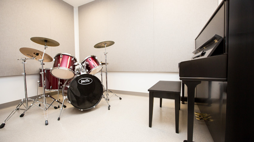 a music room in Brinkley Hall 