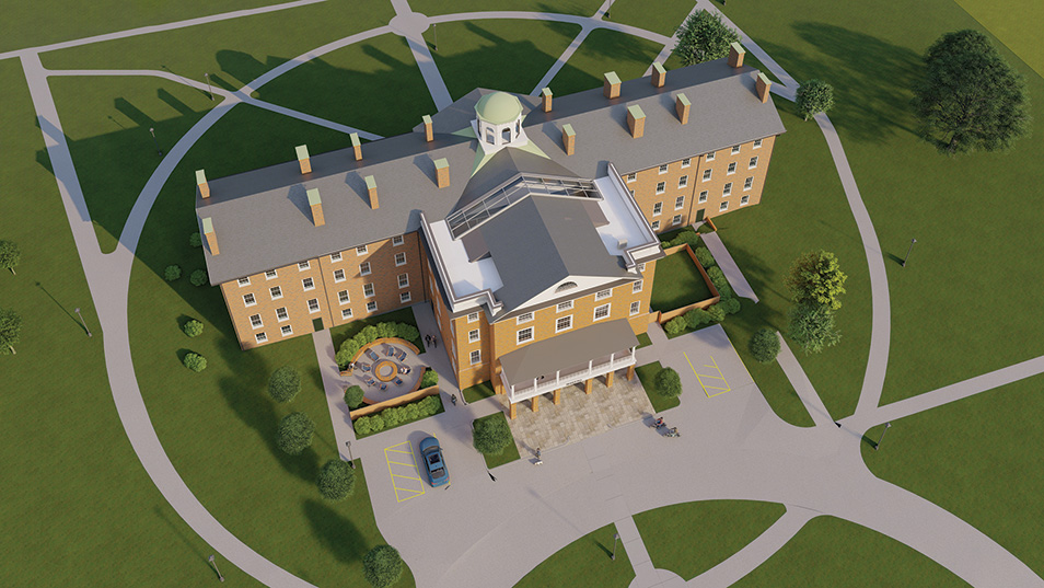 architectural drawing of the exterior of Venable Hall