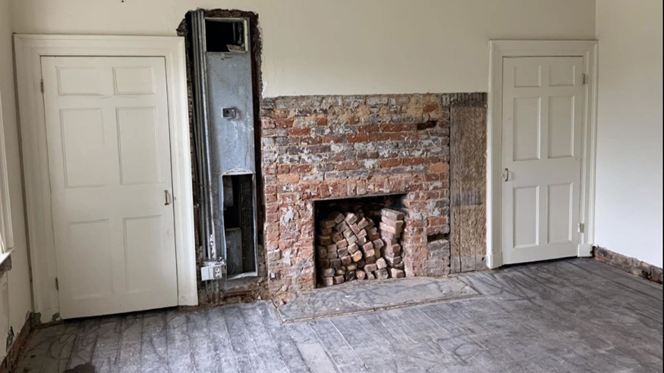 deconstructed room during renovation of Venable Hall