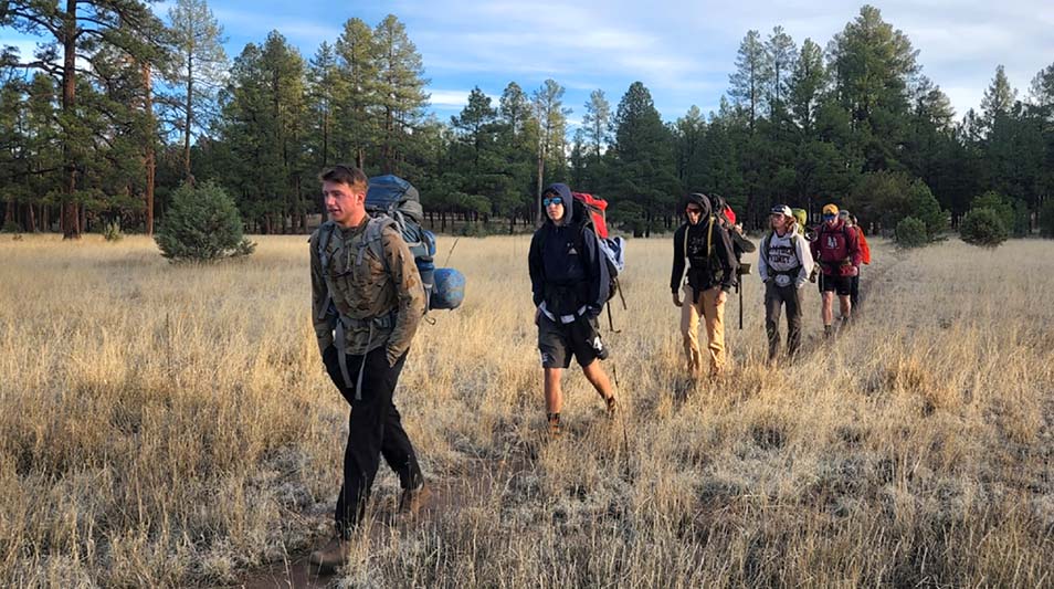 students hiking in the Mexican Gila Wilderness 