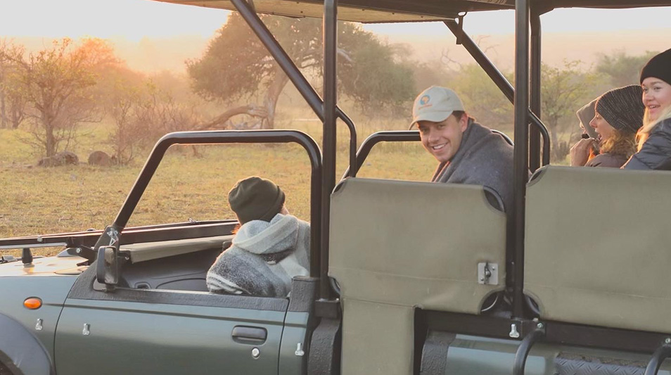 Will Gardner in a jeep in South Africa