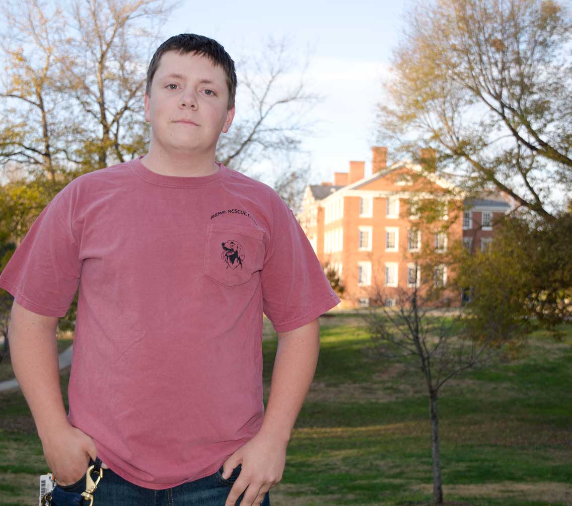 Shaun Everson '20 ARC President stands in front of Morton Hall