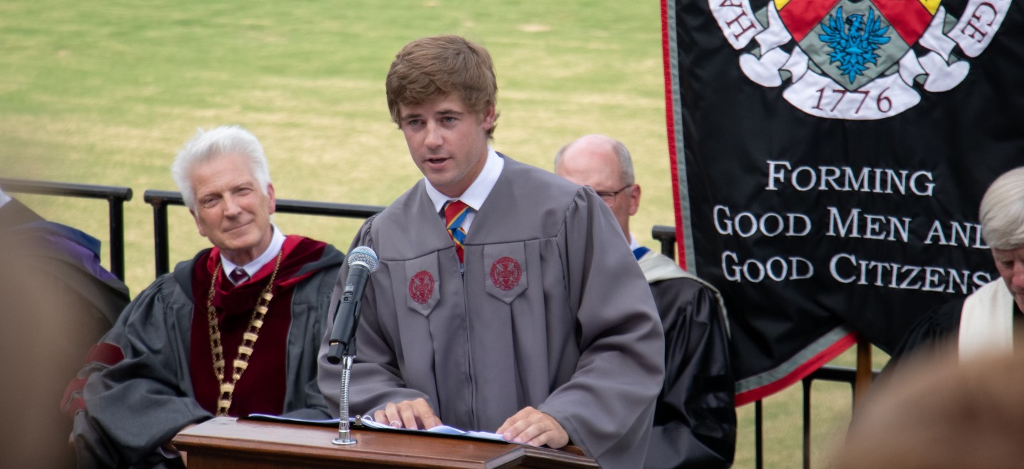 a student leader giving a speech at convocation ceremony